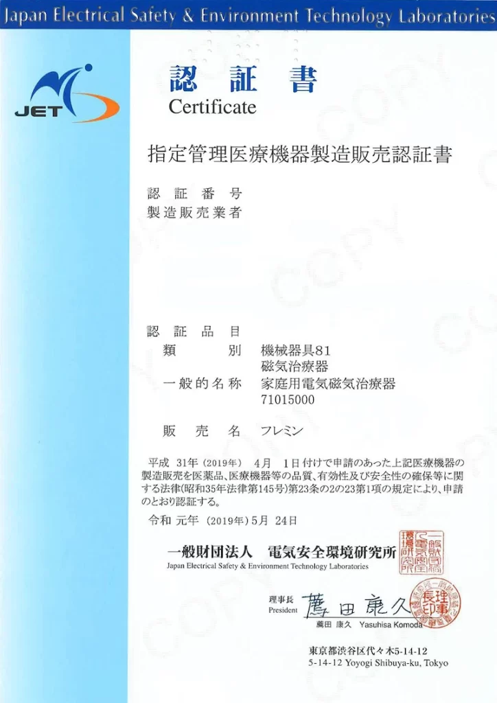 Mirai - Japan Electrical Safety Certification